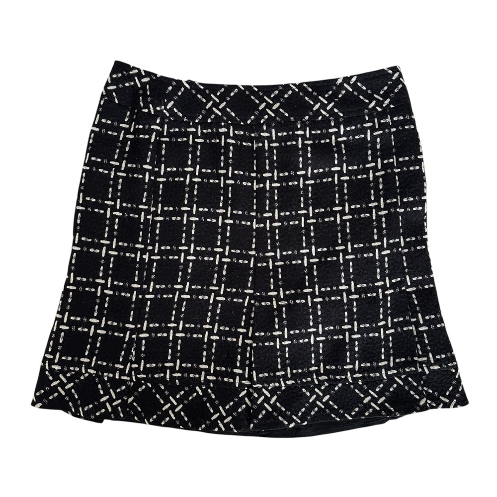Nanette Lepore Wool Black & White Plaid Mini Skirt Y2K Size 4